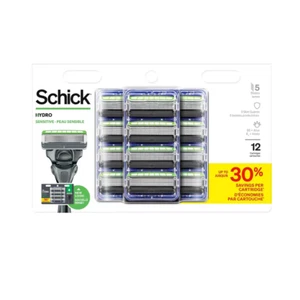 Schick Hydro 5 SENSITIVE Refill Razor Blade, 12 Cartridges - BLISTER PACK - Picture 1 of 1