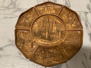 German Romantische Alpenfahrt 3D Wood Carved Plate Unique Wall Art/Decoration - Picture 1 of 6