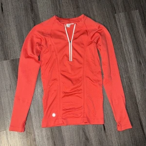 Athleta Damen 1/2 Zip Tracker Lauftop 138484 Extra Small Coral Orange XS - Bild 1 von 6