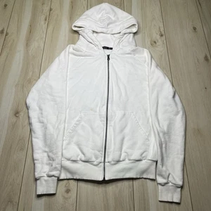 AROS Full Zip Hoodie Mens Size Medium Made In USA Sweater White Thick Cotton - Picture 1 of 13