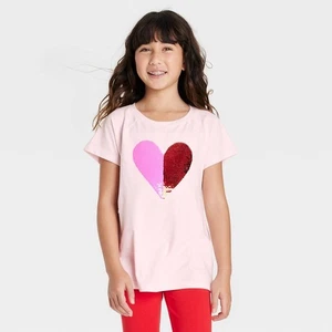 Girls' Flip Sequin Short Sleeve T-Shirt - Cat & Jack™ Pink XL/XXL REG/PLUS - Picture 1 of 1