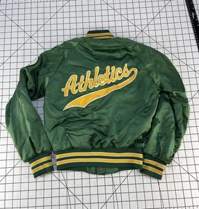 Vintage 90s MLB OAKLAND A's Athletics CHALK LINE SATIN BOMBER JACKET Youth Kids L - Bild 1 von 10