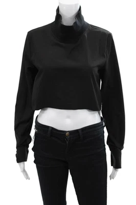 One by One Teaspoon Womens Turtleneck Long Sleeve Cropped Blouse Black size XS - Image 1 of 4