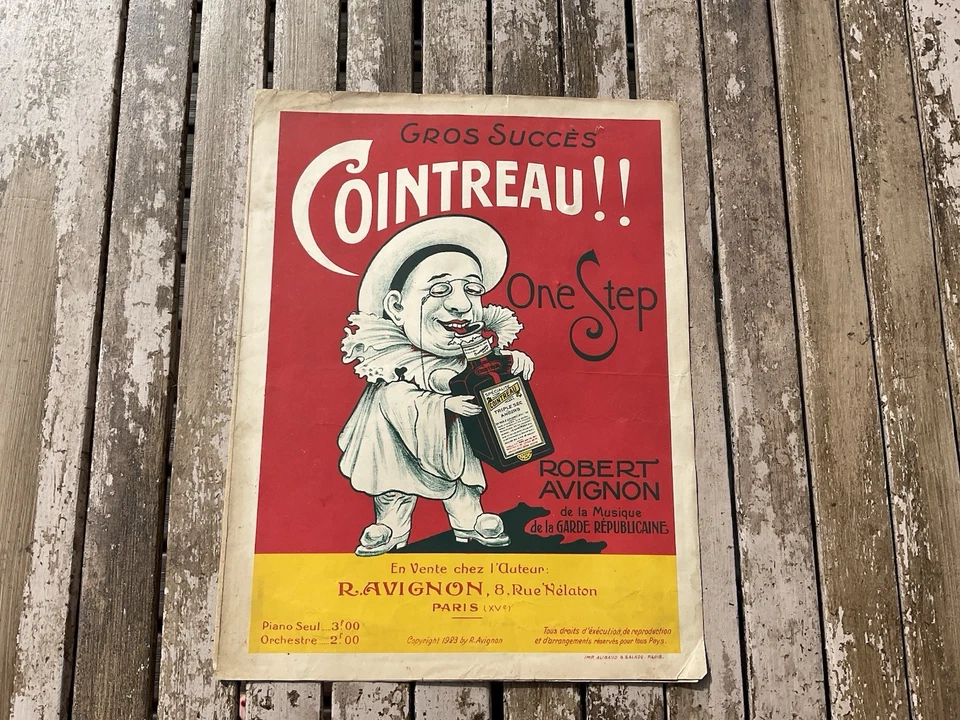 RARE PUBLICITÉ COINTREAU ,1923, LITHOGRAPHIE,PIERROT ,TAMAGNO,alcool,partition - Photo 1/4
