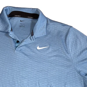 181- Nike Dri-Fit  Blue Textured Polo Golf Shirt Men's X-Large - Picture 1 of 9