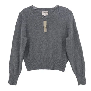 NWT J CREW 100% Cashmere Shrunken Crewneck Sweater HEATHER CHARCOAL Cropped MED - Picture 1 of 8