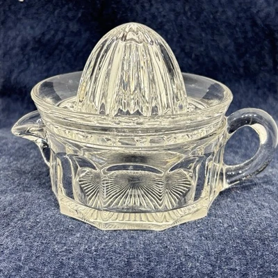 Vintage 1930s Federal 2 Pc Clear Pressed Glass Lemon Lime Juice Reamer - Image 1 of 4