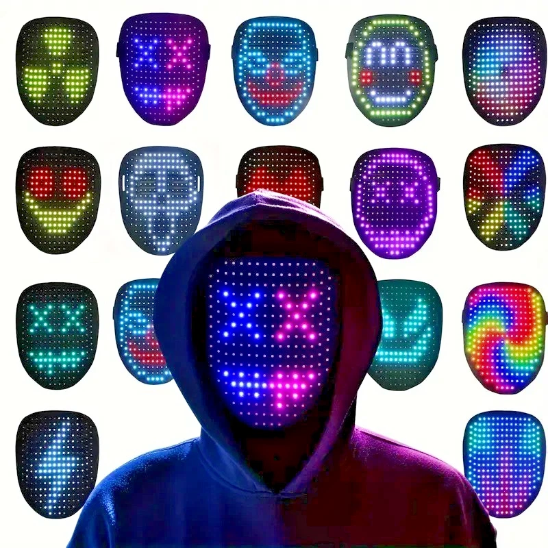 LED Gesichtsmaske mit Gestensteuerung Leuchten Verwandeln Party Cosplay Halloween - Bild 1 von 4