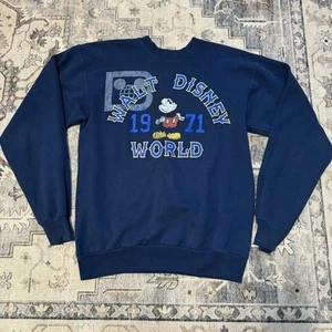 Sudadera Walt Disney World Disneyland Vintage Cuello Redondo - Azul Marino - Pequeña - Imagen 1 de 5
