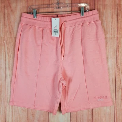 Staple Pigeon Sweat Shorts Mens XL Bubble Gum Pink Terry Fleece Lined Drawstring - Image 1 of 4