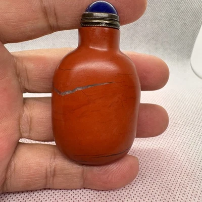 100%中国,精致玉,纯手工雕刻,Jadeite Hetian玉,鼻烟瓶 — 第 1/4 张图片