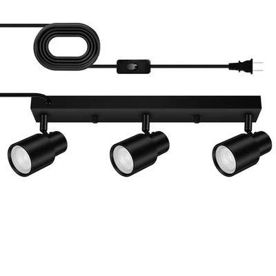 Plug-in Track Lighting LED, Track Light Fixtures Ceiling, Black Plug in Wall ... - Image 1 of 4