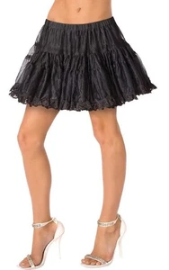 ADULT WOMENS BLACK DELUXE PETTICOAT SKIRT HALLOWEEN COSTUME ACCESSORY - Picture 1 of 2