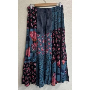 VTG Carole Little Women’s Sz 6 Maxi Skirt Patchwork Hippie Boho Lagenlook Artsy - Picture 1 of 8