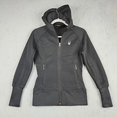 Chaqueta Spyder Para Mujer Pequeña Gris Cremallera Completa Sudadera con Capucha Núcleo Suéter Tejido Polar Pesado Foto 1 de 4