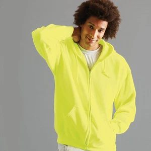 HI-VIZ LIME/GREEN HOODIE WITH ZIPPER FRONT-SMALL - Picture 1 of 3