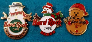 XMAS CHRISTMAS BANGKOK INTERNATIONAL SNOWMAN HAT LOGO Hard Rock Cafe 3 PIN LOT - Bild 1 von 1