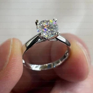 1,70 kt runder F VS2 im Labor gezüchteter Diamant Braut Verlobungsring 925 Sterlingsilber - Bild 1 von 5