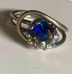 Ring Vintage Scheinwerfer Strass silberfarben Fassung 5 - Bild 1 von 10