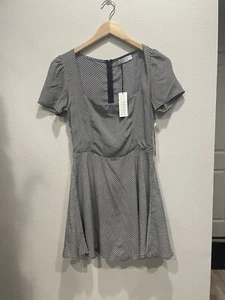 NWT Flynn Skye Maiden Mini Dress Geometric Grid SZ S Romantic Spring Dainty Cute - Picture 1 of 17