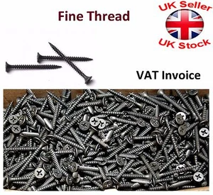 Black Plasterboard Metal Drywall Screws Fine Thread Studding Drylining PH2 - Picture 1 of 1