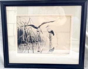 Carmen Bonanno Original Drypoint Engraving "At Rest In The Marsh" Ltd. Ed. Print - Picture 1 of 8