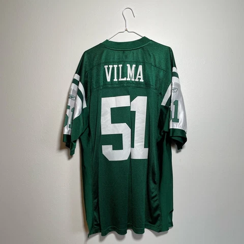 Vintage Jonathan Vilma authentic New York Jets jersey size 52 Reebok NFL Green Cover