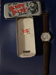 Vintage Howdy Doody Watch Case Leather Band 1990's With Tin Needs Battery - Picture 1 of 1