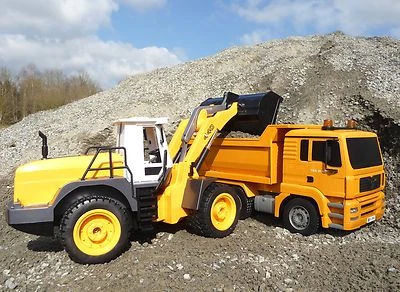 RC SCHAUFELBAGGER Radlader +LKW MULDENKIPPER mit je 8 Funktionen      401721-2 - Bild 1 von 4