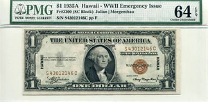 1935A $1 Hawaii - WWII Emergency Issue FR-2300 - MS-64 EPQ PMG - Picture 1 of 2