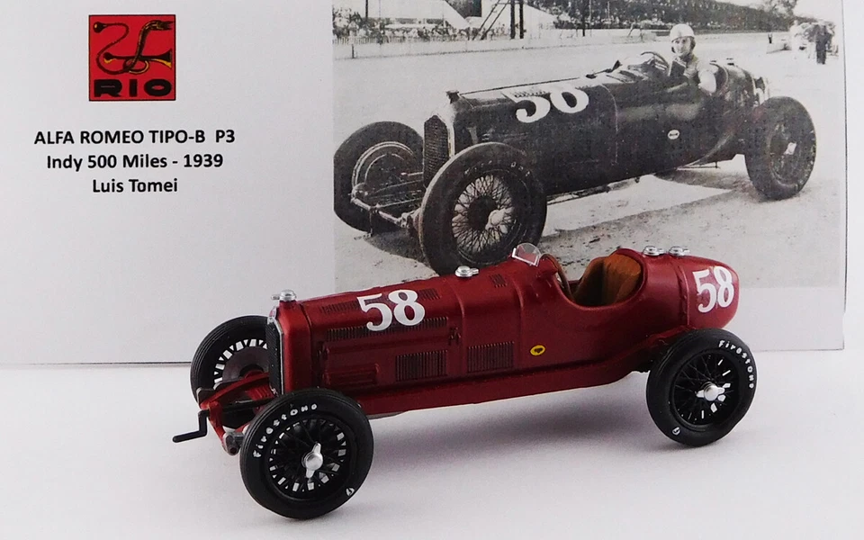 Alfa Romeo P3 #58 Indy 500 Miles 1939 Luis Tomei 1:43 Model RIO - Immagine 1 di 1