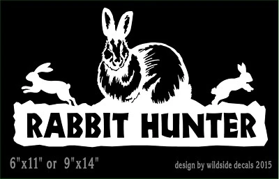 Rabbit Hunter Decal Hare hunting trailer vinyl truck window sticker graphic - Image 1 of 4