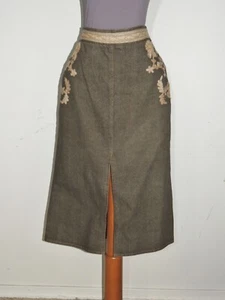 Odille Gray Embroidered Denim Straight Skirt w- 28 SM  - Picture 1 of 4