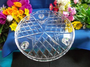 LOVELY CRYSTAL FOOTED CAKE STAND - 22 cm WIDE x 4 1/2 cm H - 732 grams VGC # 344 - Picture 1 of 19