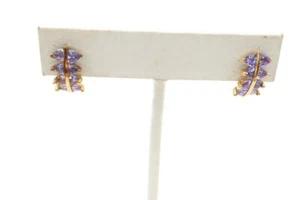 14k Yellow Gold Tanzanite Earrings A9 - Picture 1 of 7