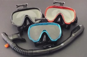 GoPro Mask and Dry Snorkel - Snorkeling Diving Liquid Silicone Set WIL-DS-32 - Picture 1 of 19
