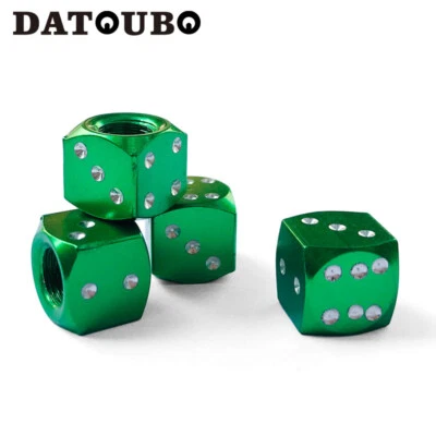 Aluminum Green Dice Style Valve Stem Cap for car Tyre Wheel Air Dust Cap Bicycle - Image 1 of 4