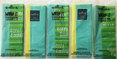 5 Lot Tissue Paper EASTER Light Blue Green Yellow Assortment - Image 1 of 3