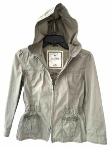 Abercrombie Girls Kids Youth XL Utility Style Army Green Jacket Pockets Hooded - Picture 1 of 5