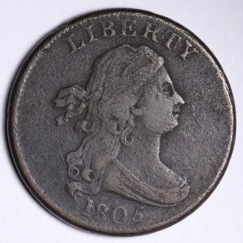 1805 Large 5 Stems Draped Bust Half Cent CHOICE FINE+ E109 ACXY Cover