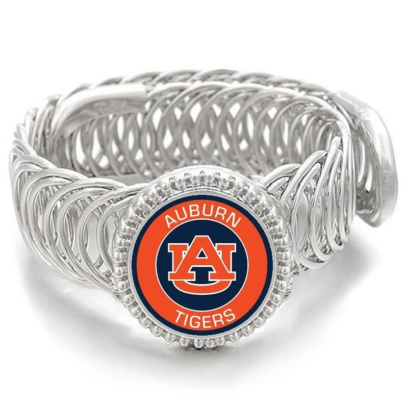 Auburn Tigers Mens Womens Silver Adjustable Wrap Bracelet Gift D11 - Image 1 of 4