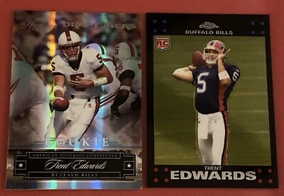 2007 Playoff Prestige Draft Picks  Trent Edwards/999+ Topps Chrome RC - Image 1 of 2