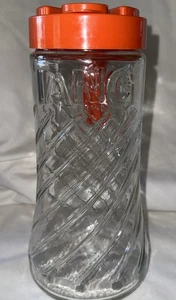Vintage Anchor Hocking Tang Krug verwirbelt Glas 1 Quart mit orangefarbenem Klappdeckel - Bild 1 von 10