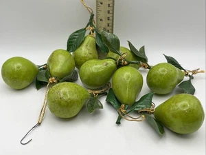 Vintage Birnen 9er Set? Weihnachtsschmuck Kunststoff Blätter 3" leicht - Bild 1 von 8