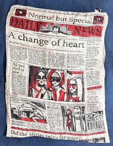 VTG 90’s MOSCHINO LARIOSETA ITALIAN SILK SCARF~27 X 66~ARCHIVAL NEWSPAPER PRINT - Picture 1 of 18