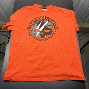 Harley Davidson Motorcycles Orange Skull Grafik T-Shirt Herren XL - Bild 1 von 5