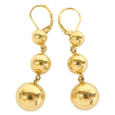 CELINE Phoebe Philo Dot Straight Earrings Gold Brass 2015 Authentic Used - Image 1 of 4