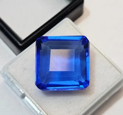 Colgante Topacio 18-19 Ct Azul Natural Corte Cuadrado Certificado Suelto Fabricación Piedras Preciosas Foto 1 de 4