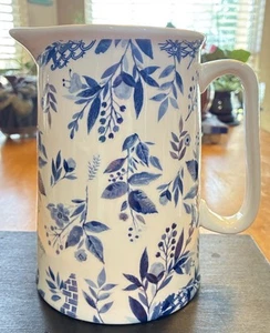 Grace Fine Porcelain Pitcher Blue And White Floral 32 Oz. - Picture 1 of 9