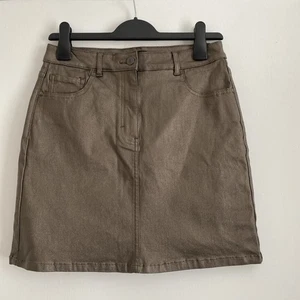 Next Ladies Bronze Denim Stretchy Short Skirt A-Line Size 12 New With Tag - Picture 1 of 9